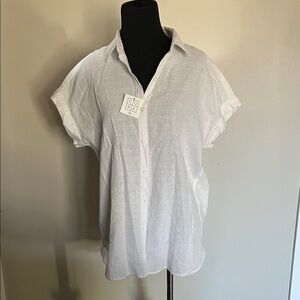 Core Linen Short-Sleeve Button-Down Shirt in White